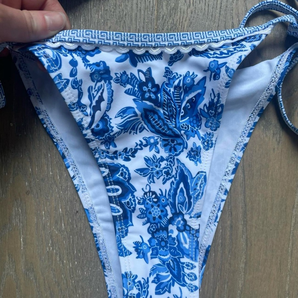 Blue and White Floral Bikini